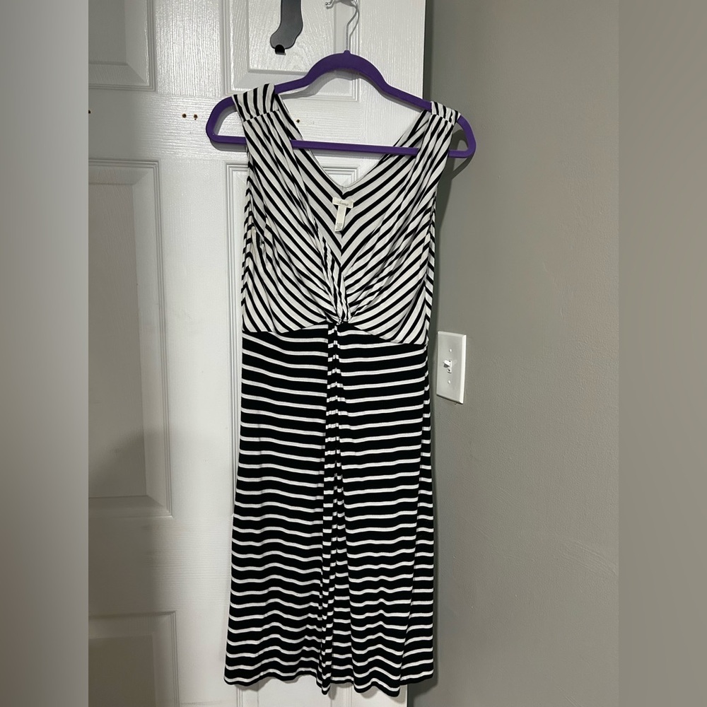 Soma Black and White Striped Dress